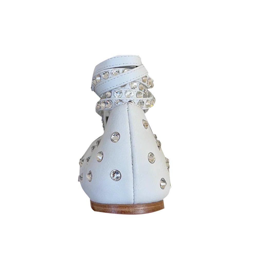 RVOTE Diamante Lace Up Ballet Shoes
