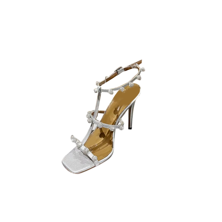 SEZUN Ball Embellished High Heel Sandals