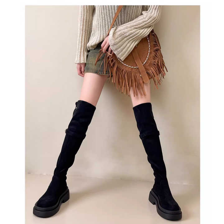 SUVIE Buckled Knee High Boots