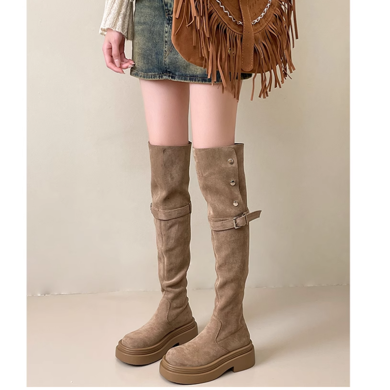 SUVIE Buckled Knee High Boots