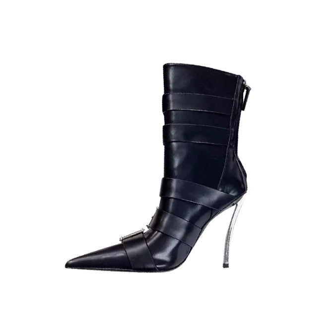 TELRA Buckled High Heel Ankle Boots