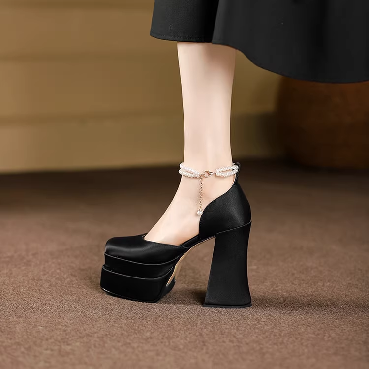 TUHON Ankle Strap Block Heel Platform Sandals