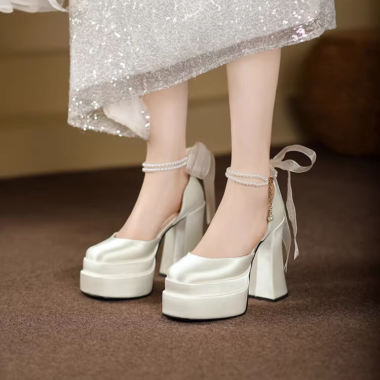 TUHON Ankle Strap Block Heel Platform Sandals