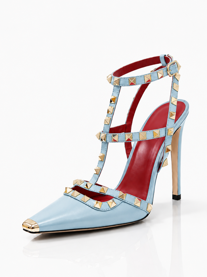 VALENTINA Studded T-Bar Slingback Pumps
