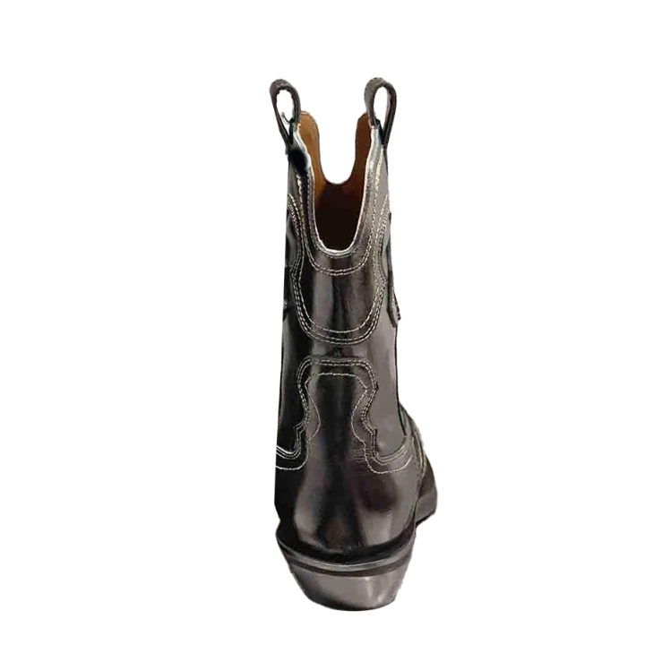 VAMMI Leather Western Cowboy Ankle Boots