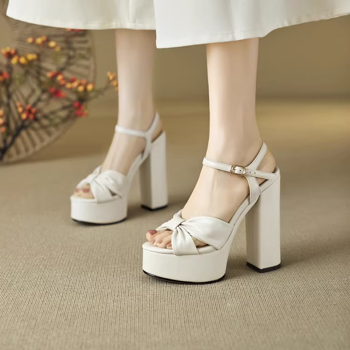 VATHO Bow High Heel Platform Sandals