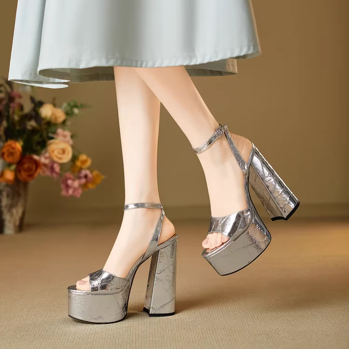 VATHO Block High Heel Platform Sandals
