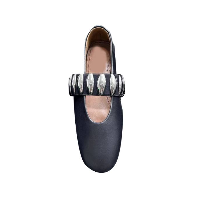 VIANN Metal Embellished Flat Ballet Shoes