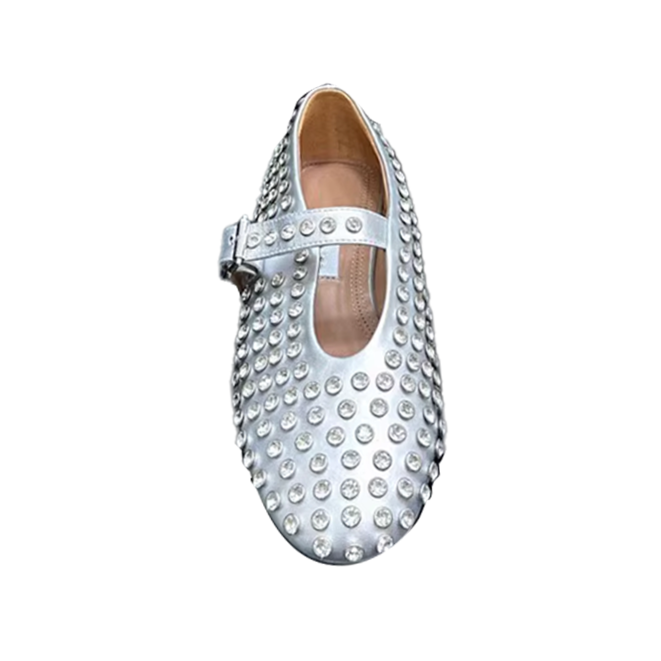 VIANN Diamante Flat Ballet Shoes