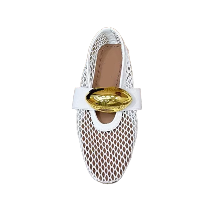 VIANN Metal Embellished Flat Ballet Shoes