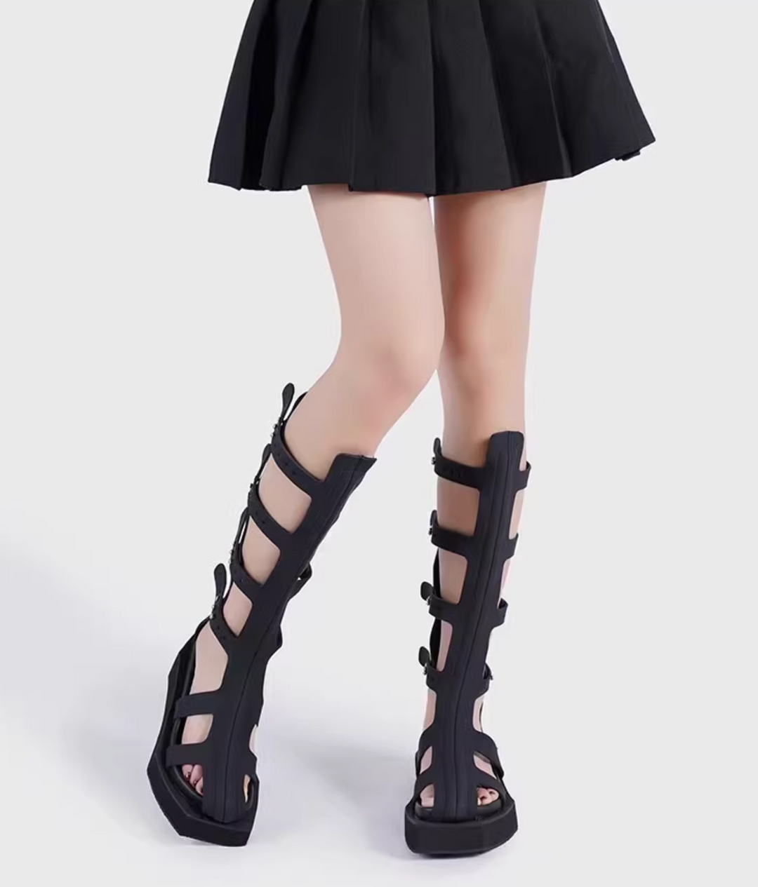 VIARE CUT OUT PLATFORM KNEE HIGH SUMMER BOOTS