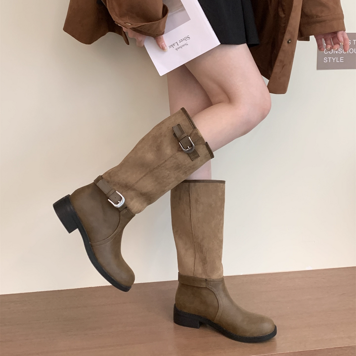 VJEKA Buckled Knee High Boots