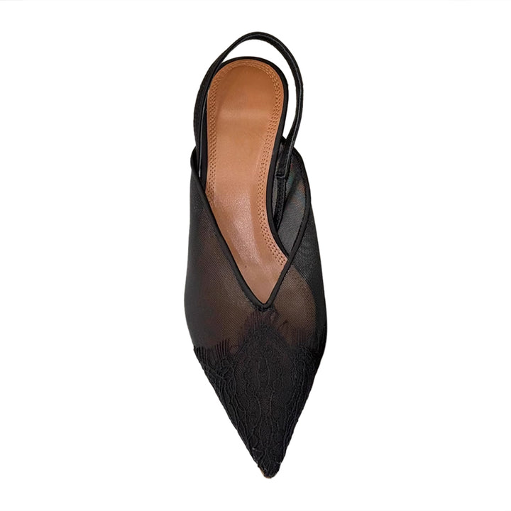 VOLTE Lace Embellished Kitten Heel Sandals