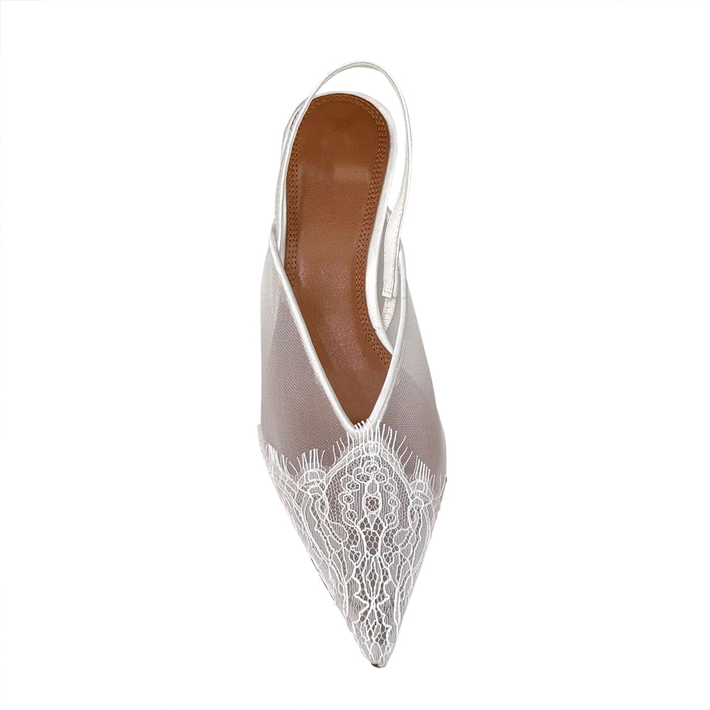 VOLTE Lace Embellished Kitten Heel Sandals