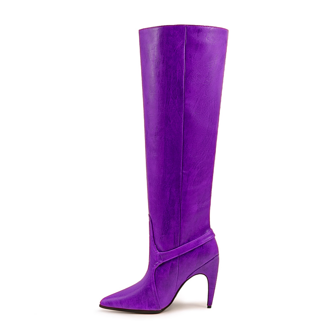 Purple boots knee high online