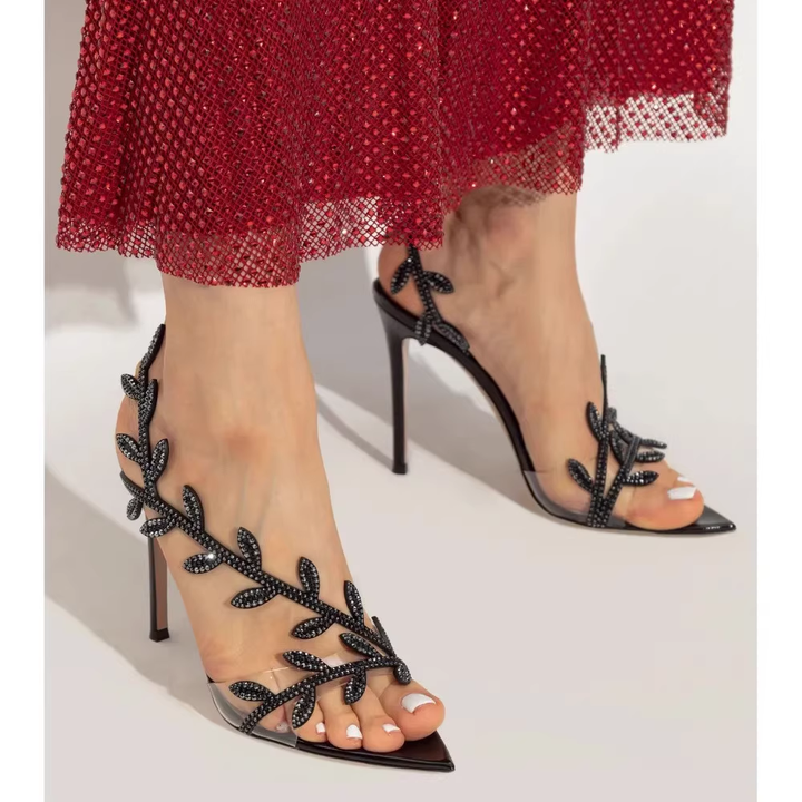 VUDCA Diamante Leaf High Heel Sandals