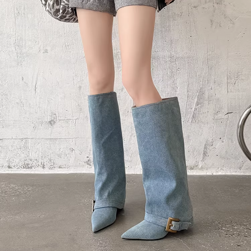 VUXIC Buckled Knee High Boots