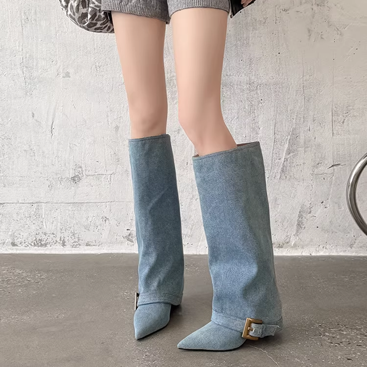 VUXIC Buckled Knee High Boots