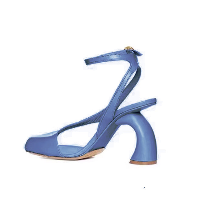 ZACIE Ankle Strap Curved Heel Sandals