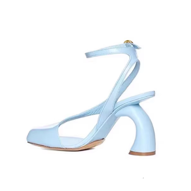 ZACIE Ankle Strap Curved Heel Sandals