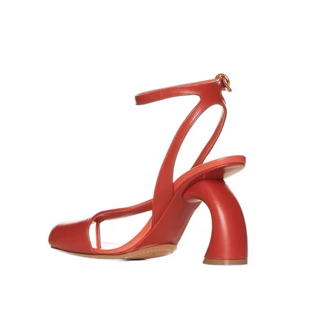 ZACIE Ankle Strap Curved Heel Sandals