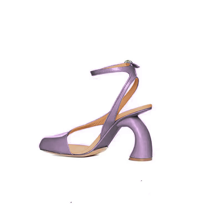 ZACIE Ankle Strap Curved Heel Sandals