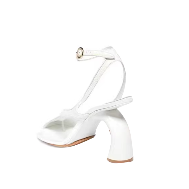 ZACIE Ankle Strap Curved Heel Sandals