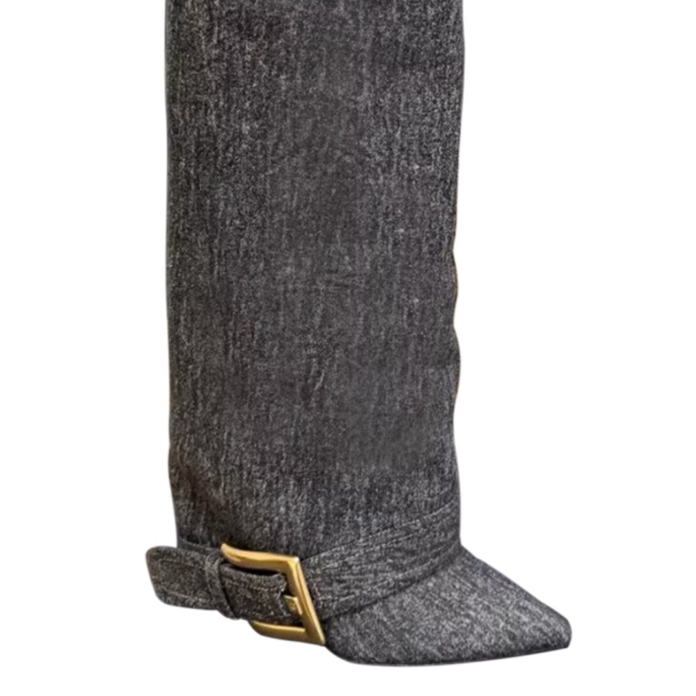 VUXIC Buckled Knee High Boots - 10cm