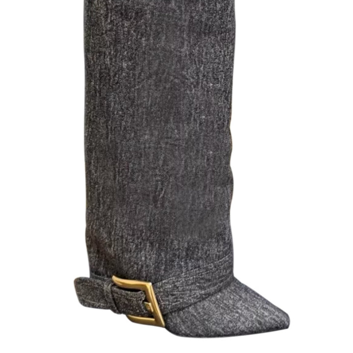 VUXIC Buckled Knee High Boots - 10cm