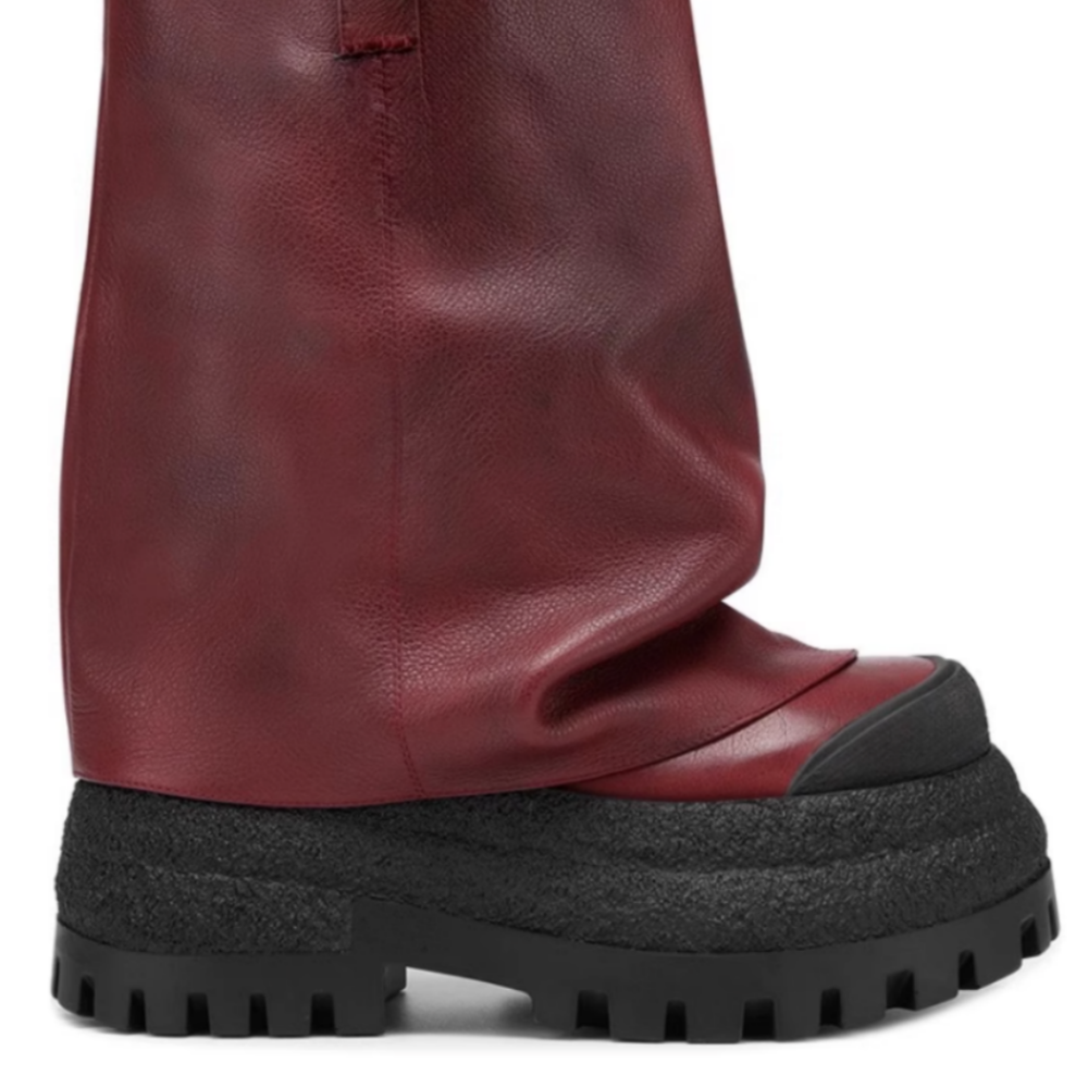 KUGUM Block Heel Platform Ankle Boots