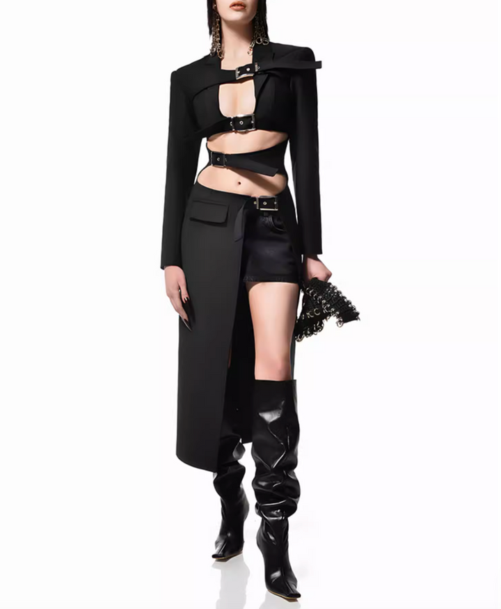 CUAME CUT OUT LONG TRENCH COAT