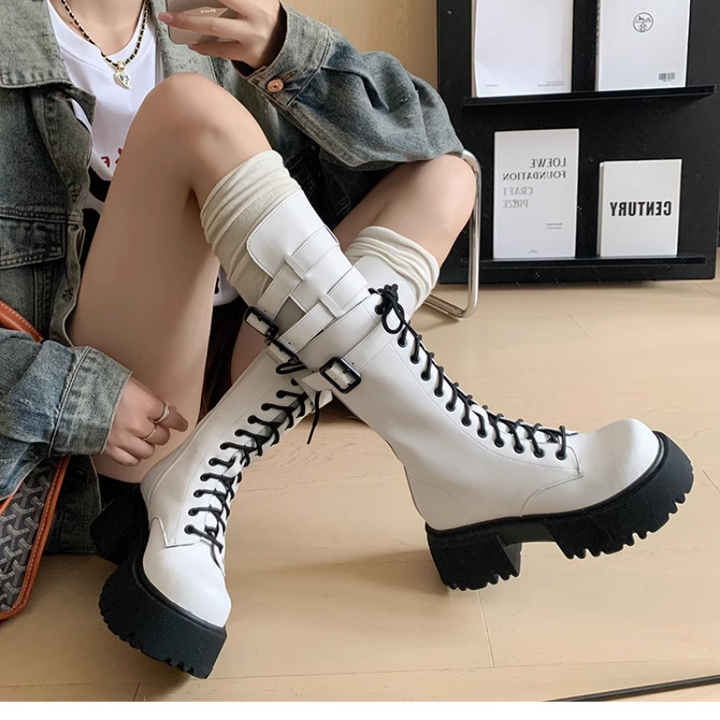 DAVCI Buckled Lace Up Ankle Boots