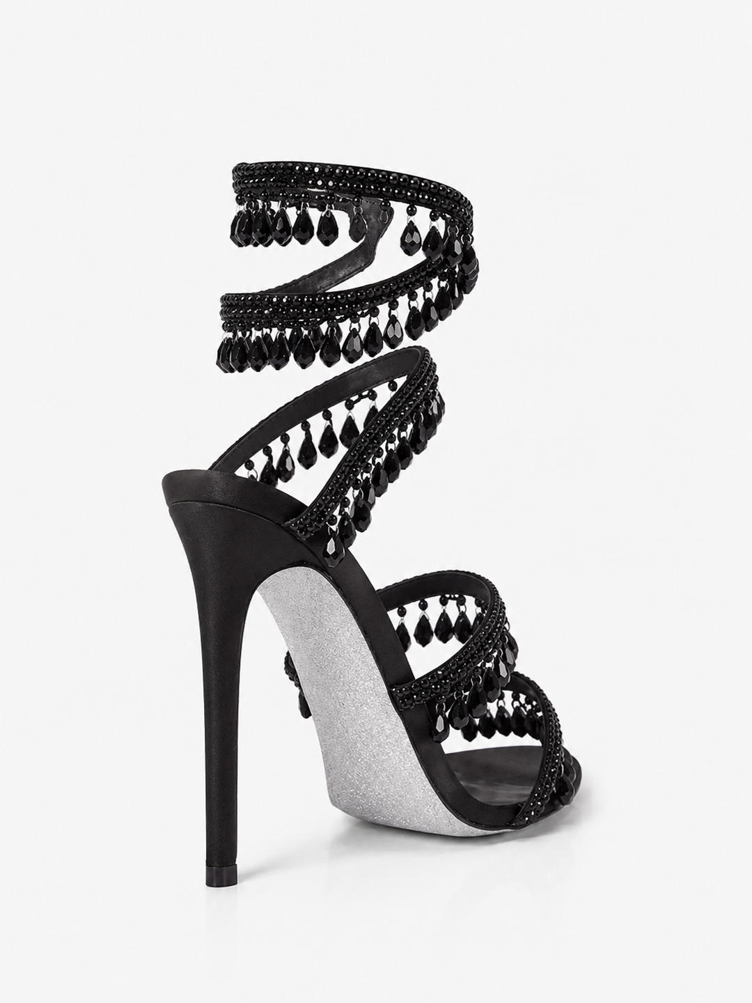GILDA Serpentina Drip Crystal Wrap Heels Sandals