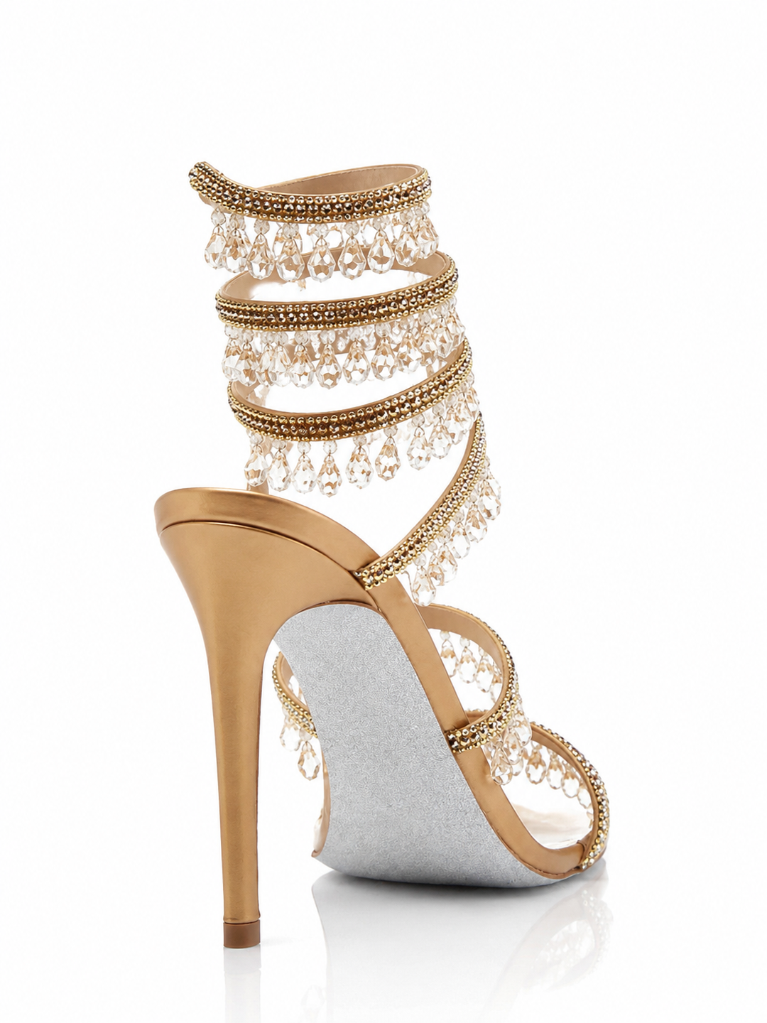 GILDA Serpentina Drip Crystal Wrap Heels Sandals