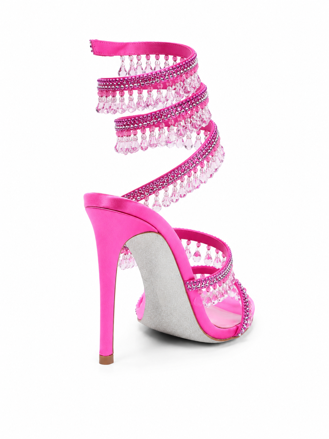 GILDA Serpentina Drip Crystal Wrap Heels Sandals