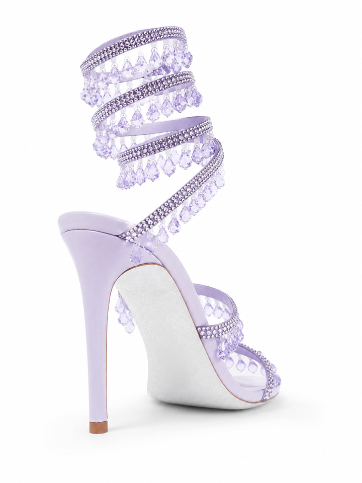 GILDA Serpentina Drip Crystal Wrap Heels Sandals