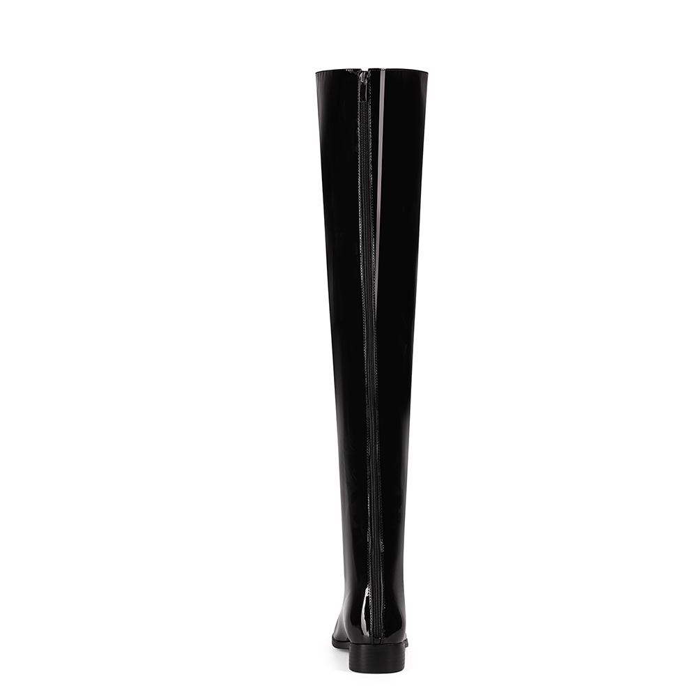 HOMCA Patent Leather Over The Knee Boots