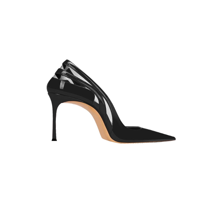 JUNCI Patent Leather And PVC Mid Heel Pumps - 6cm