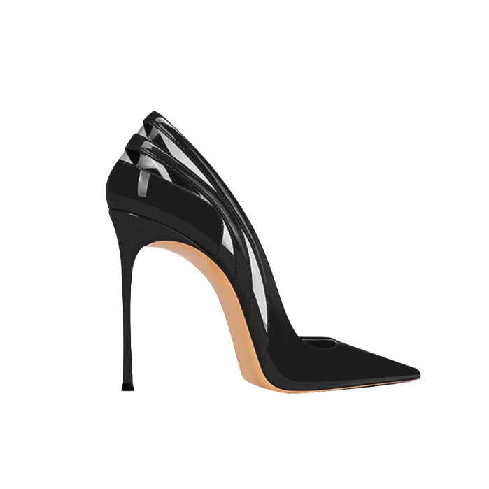 JUNCI Patent Leather And PVC Mid Heel Pumps - 8cm