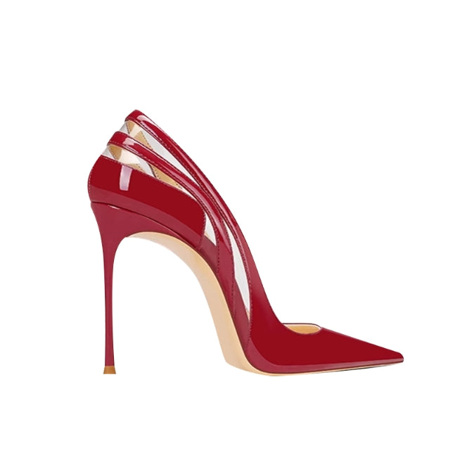 JUNCI Patent Leather And PVC Mid Heel Pumps - 8cm