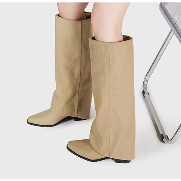 KATUV Canvas Knee High Boots