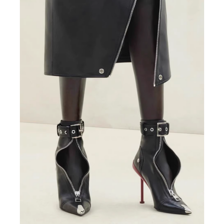 KECIA Buckled High Heel Ankle Boots