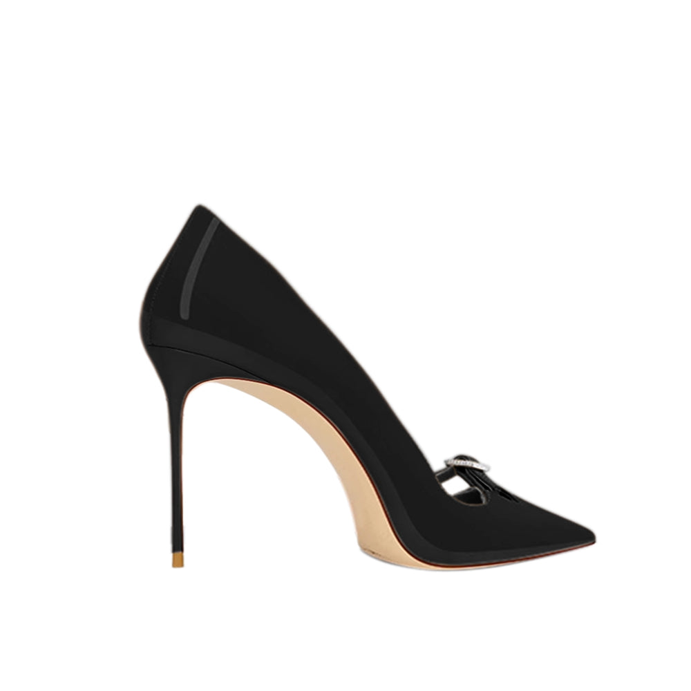 KERVA Diamante Buckled Mid Heel Pumps - 8cm