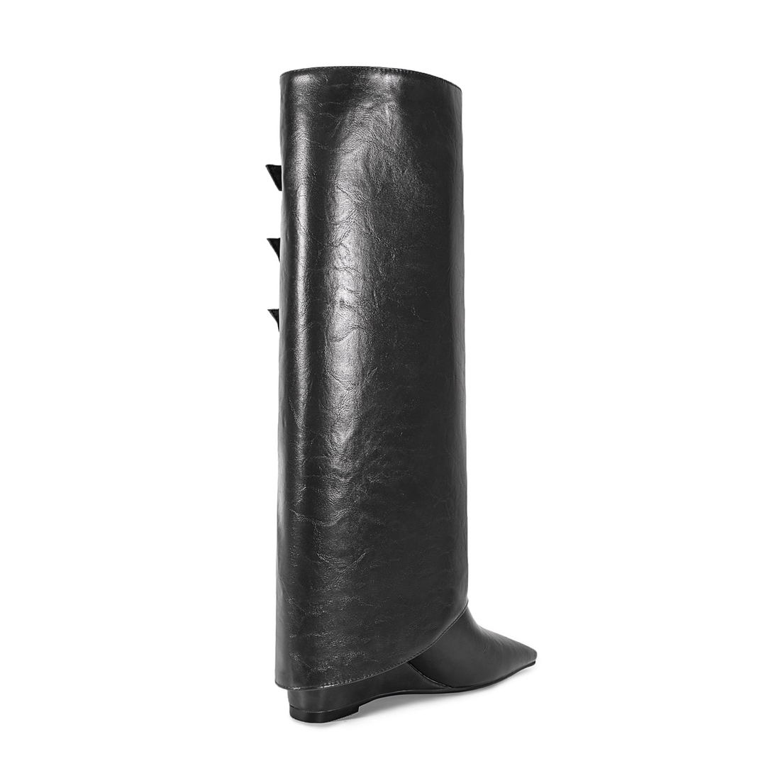 KUVDI Buckled Knee High Boots