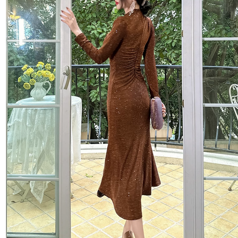 LAIVO Ruffled Hem Evening Dress Gown