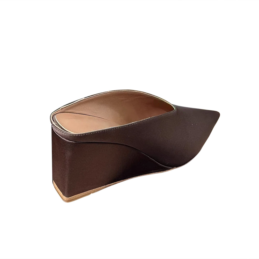LATCA Satin Wedged Heel Mules