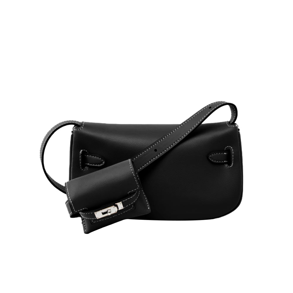 LENFI Metal Lock Cross Body Bag