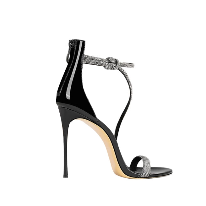 LEVIA Diamante Mid Heel Sandals - 8cm