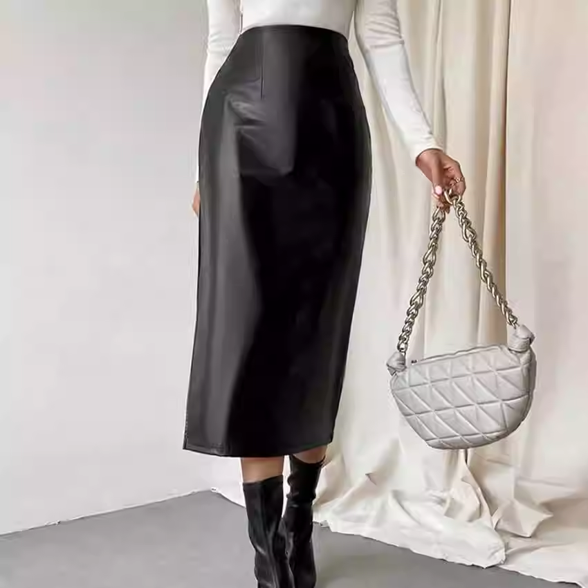 LUIVA Slip Leather Skirt