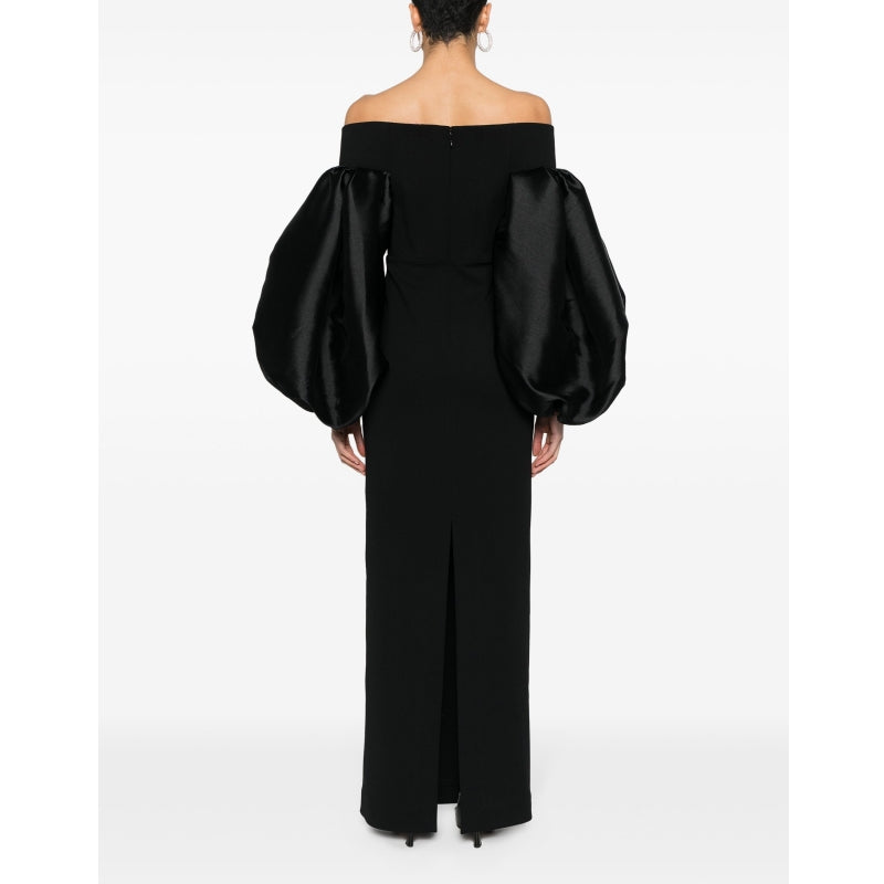 NELVI Off-Shoulder Puff Sleeves Evening Dress Gown